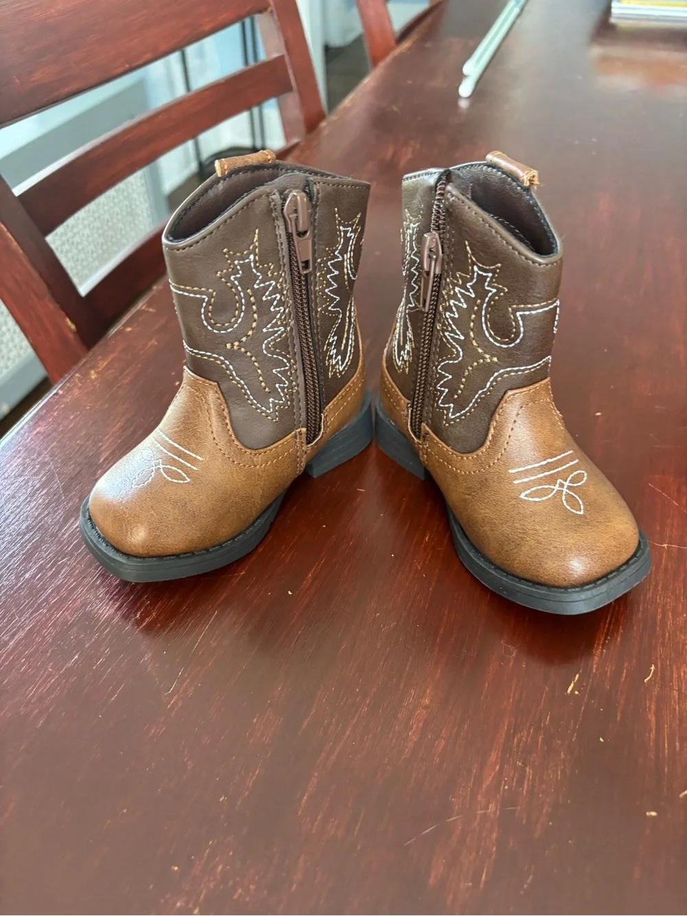 wonder nation Brown Embroidered Kids Boot